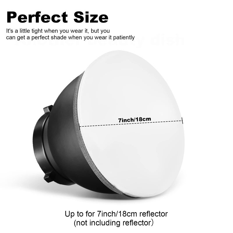 Soonpho 7" 180mm Soft Diffuser Sock for Photography Studio Strobe Reflector Standard Reflector(White/Red/Blue/Yellow/Green/Brown) - Image 2